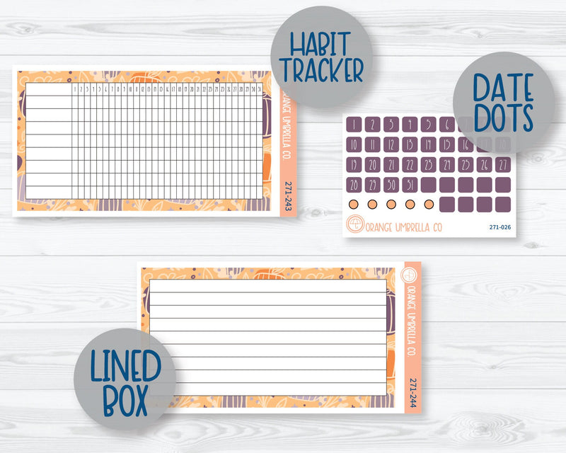 A5 EC Dashboard Monthly Planner Kit Stickers | Pumpkins at Twilight 271-241