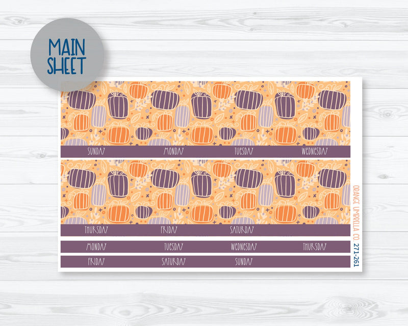 8.5 ECLP Monthly Planner Kit Stickers | Pumpkins at Twilight 271-261