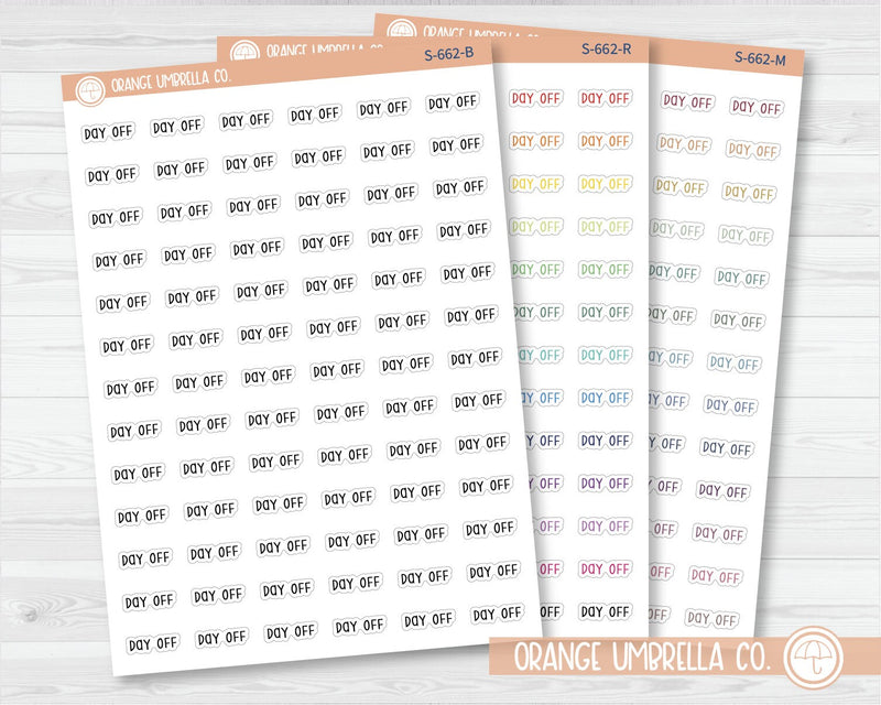 Day Off Script Planner Stickers | F3 | S-662