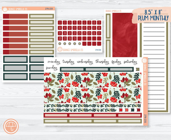 8.5x11 Plum Monthly Planner Kit Stickers | Berry Festive 276-231