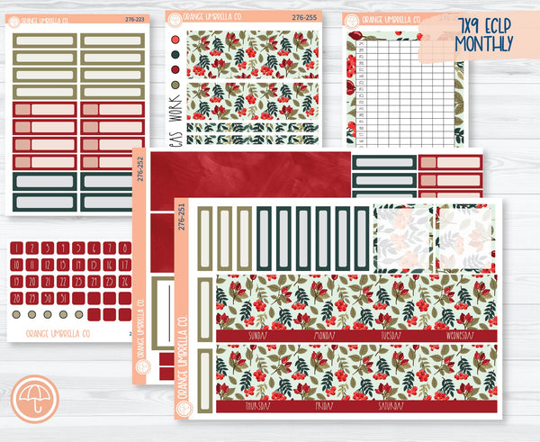 7x9 ECLP Monthly Planner Kit Stickers | Berry Festive 276-251
