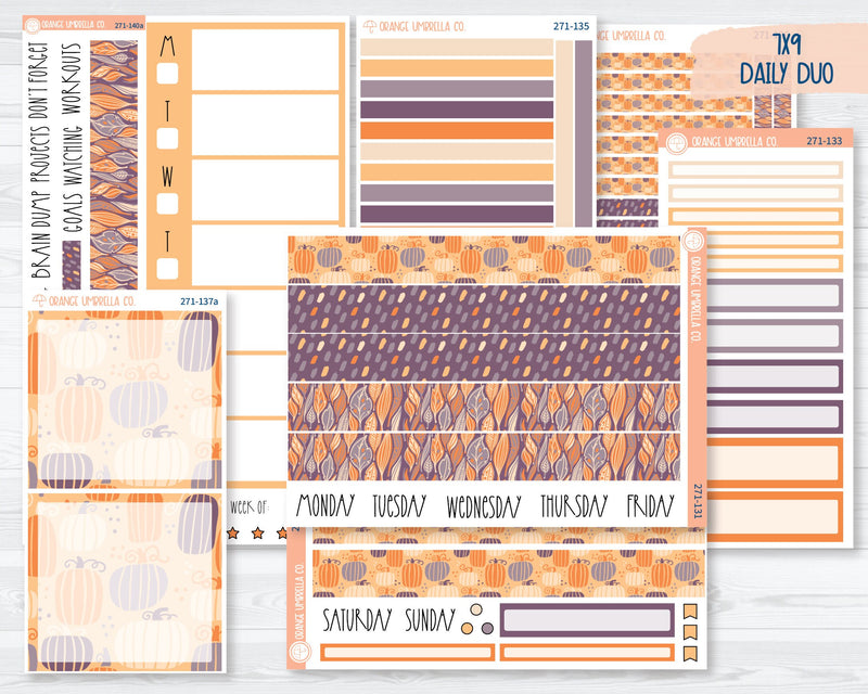 7x9 Daily Duo Planner Kit Stickers | Pumpkins at Twilight 271-131