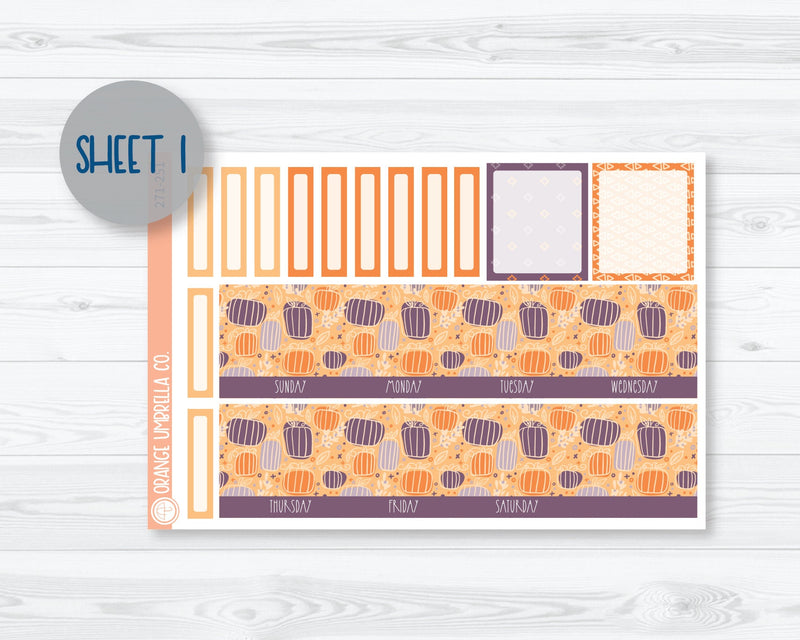 7x9 ECLP Monthly Planner Kit Stickers | Pumpkins at Twilight 271-251