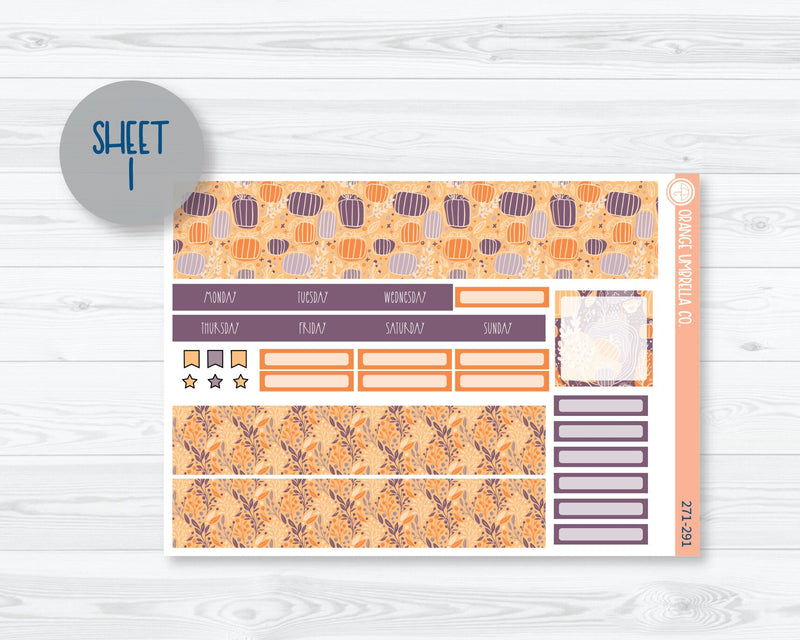 Hobonichi Cousin Monthly Planner Kit Stickers | Pumpkins at Twilight 271-291