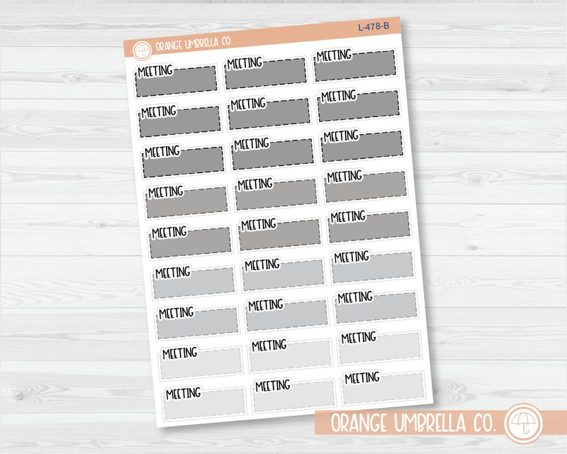 Meeting Color Stitched Quarter Box Planner Stickers | L-478
