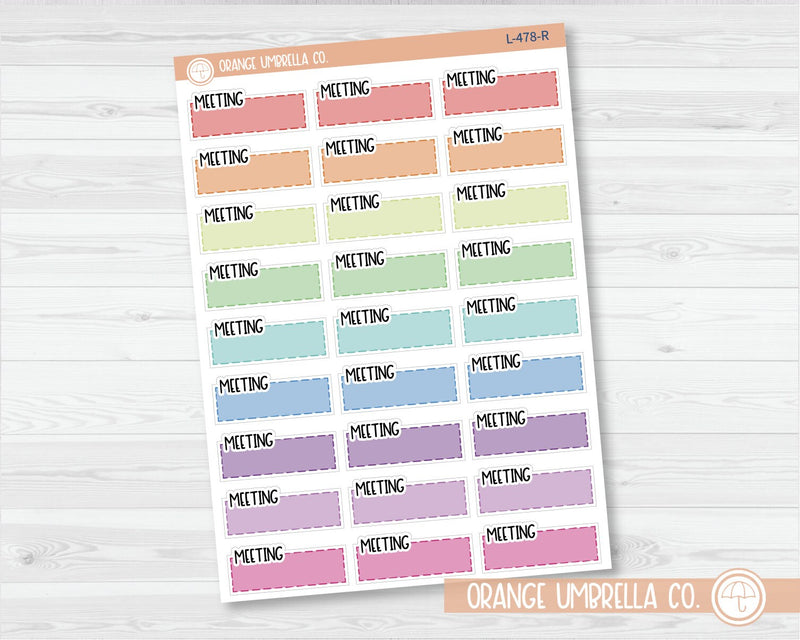 Meeting Color Stitched Quarter Box Planner Stickers | L-478