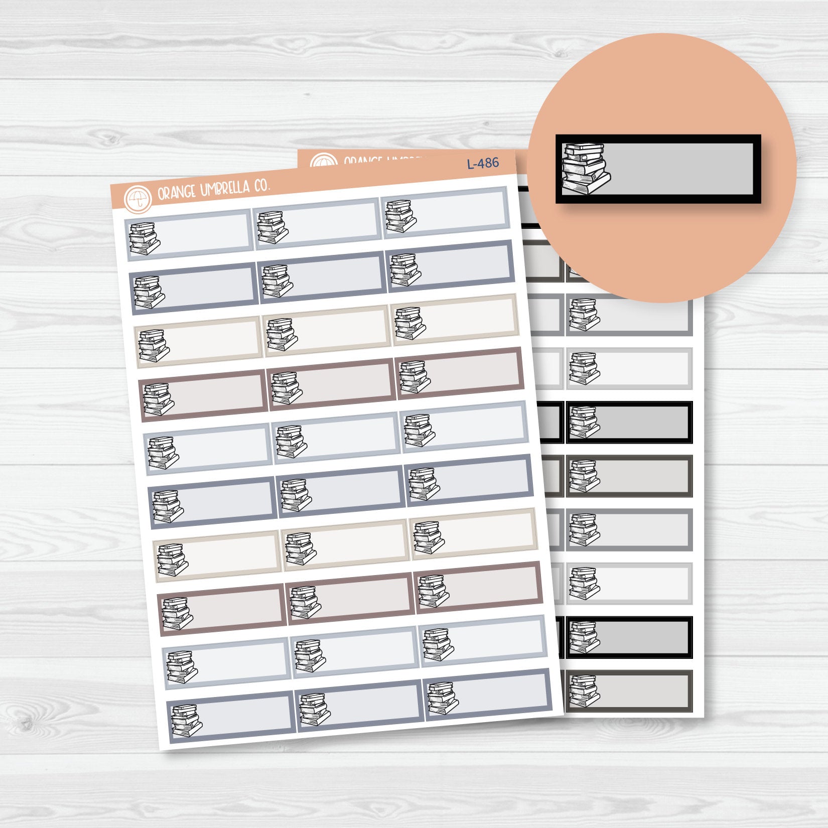 Book Stack Icon Color Label Planner Stickers | L-486-L-487