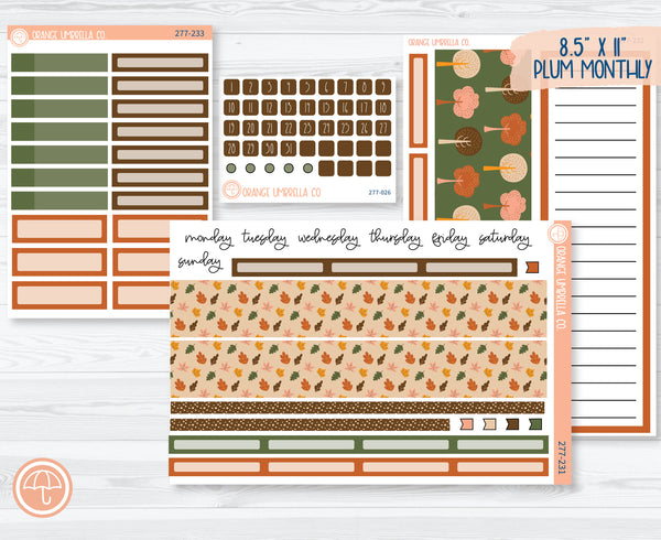 8.5x11 Plum Monthly Planner Kit Stickers | Leaf Pile 277-231