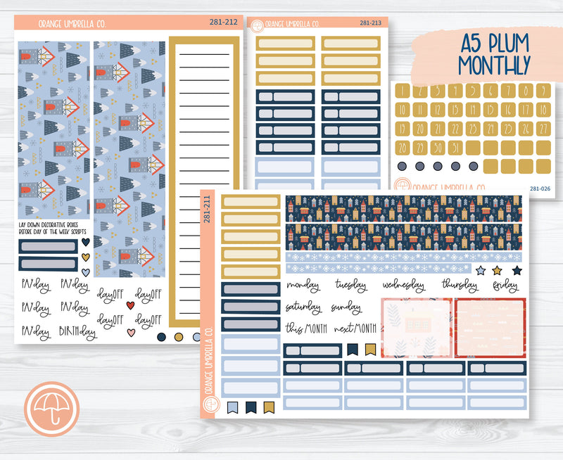 A5 Plum Monthly Planner Kit Stickers | Tiny Town 281-211