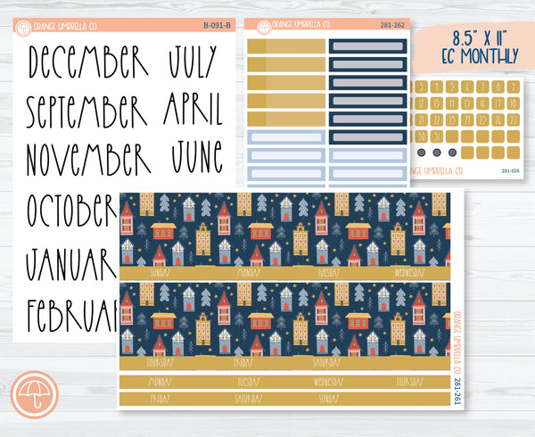 8.5 ECLP Monthly Planner Kit Stickers | Tiny Town 281-261