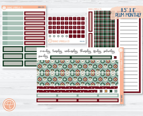 8.5x11 Plum Monthly Planner Kit Stickers | Santa Stop Here 288-231