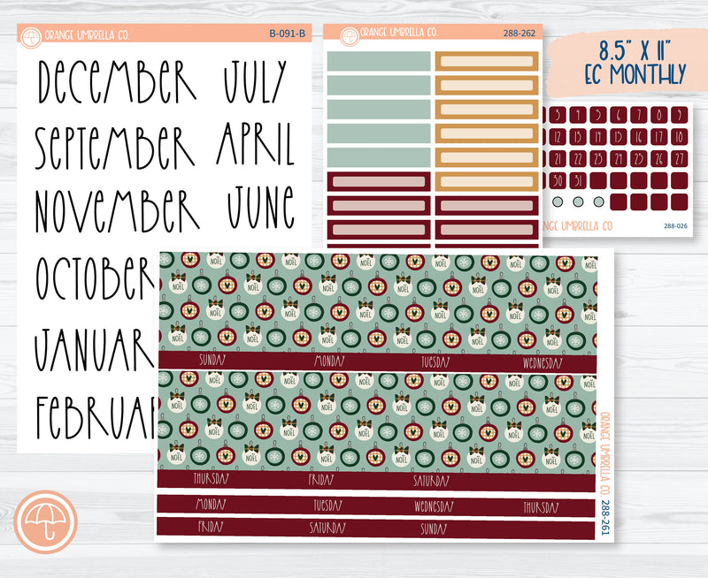 8.5 ECLP Monthly Planner Kit Stickers | Santa Stop Here 288-261