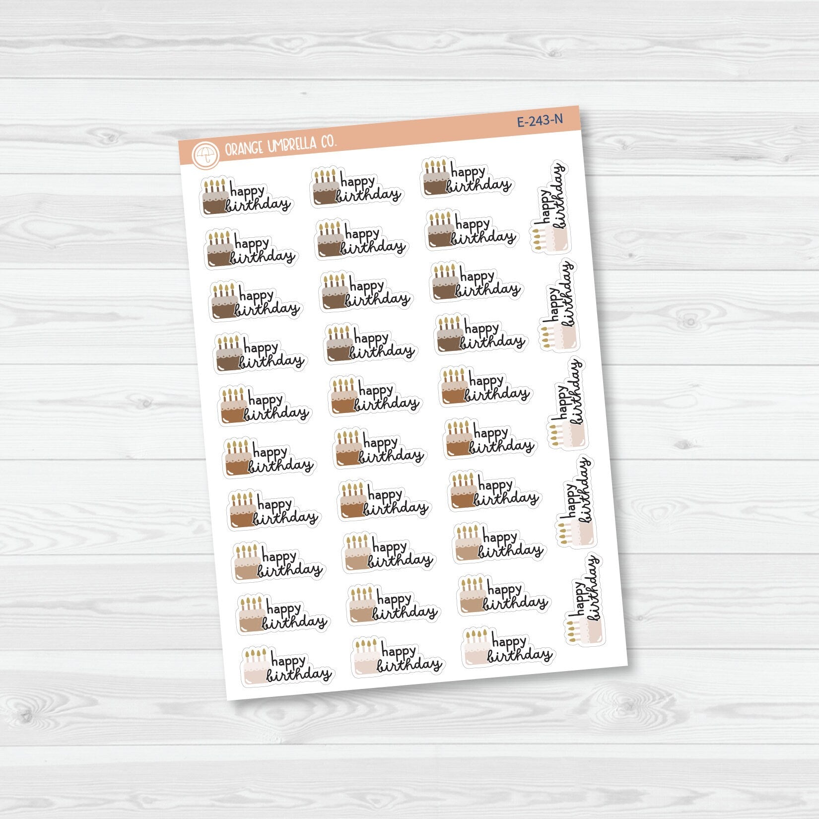 Happy Birthday Cake & Candles Icon Script Planner Stickers | F16 | E-243