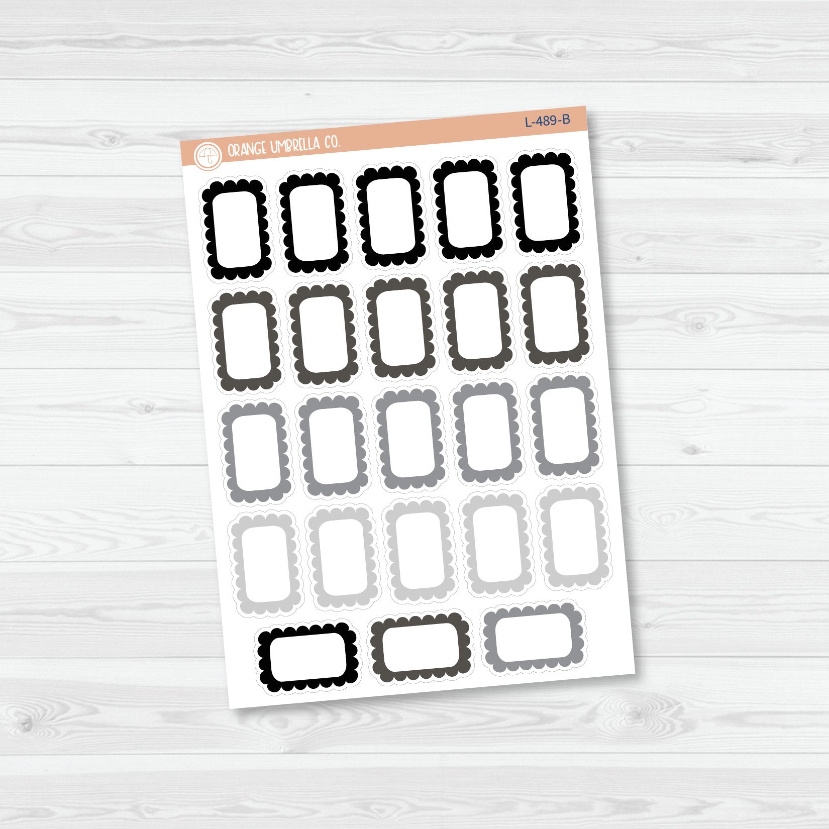 Solid Scalloped Hobonichi Cousin Half Box Planner Stickers | L-489