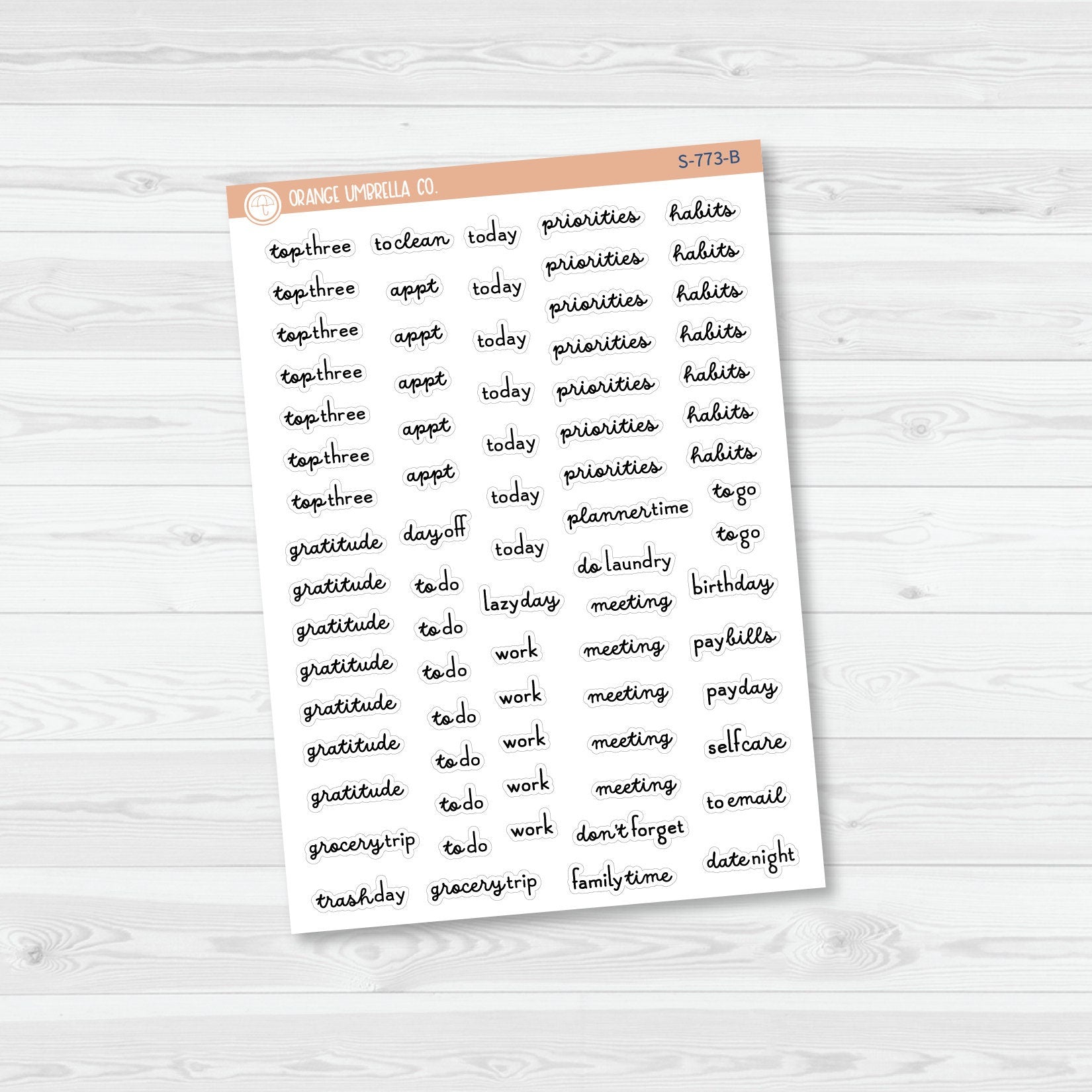 Plum Daily Header Scripts Planner Stickers | F16 | S-773-B