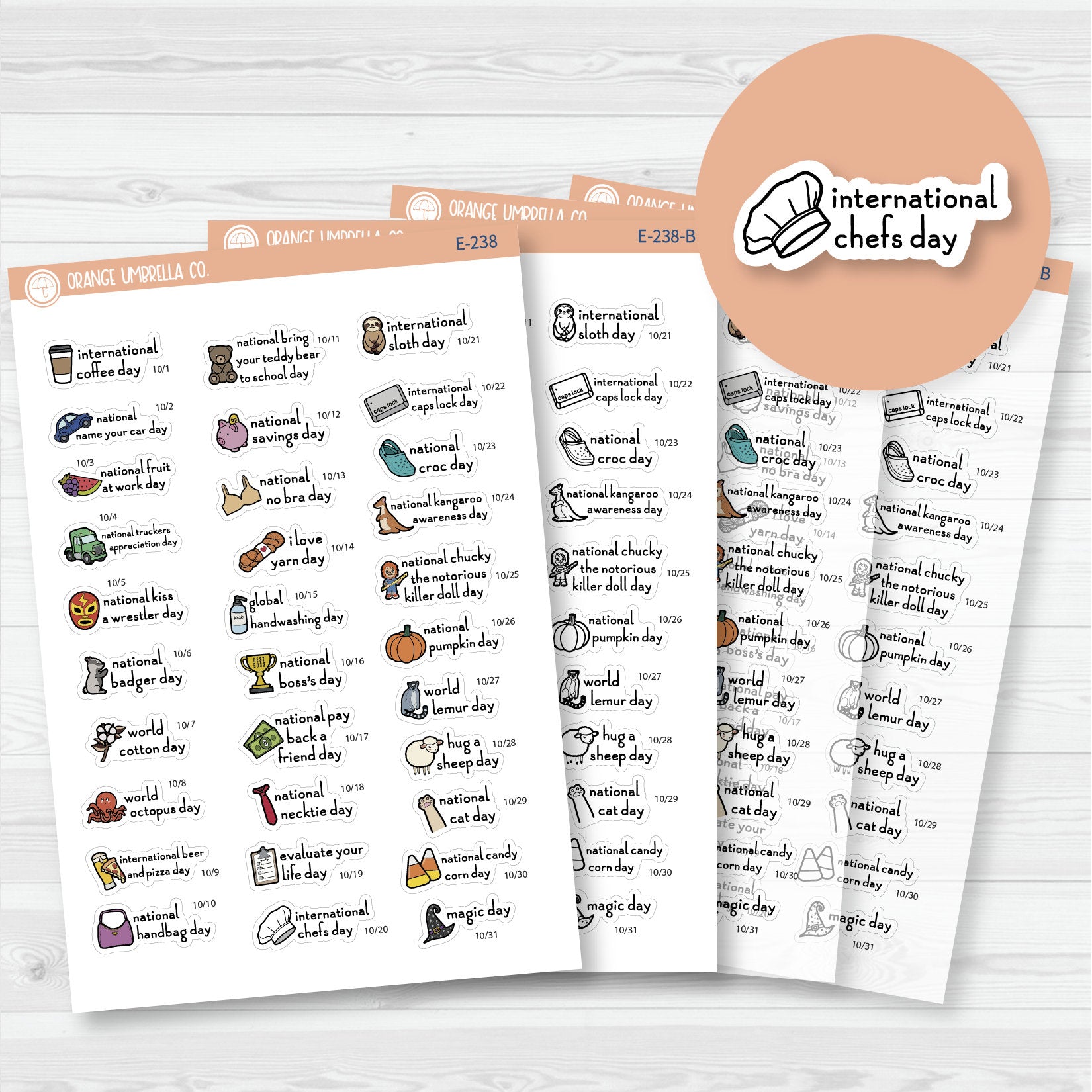 October Wacky Holidays Mini Script Planner Stickers | F16 | E-238