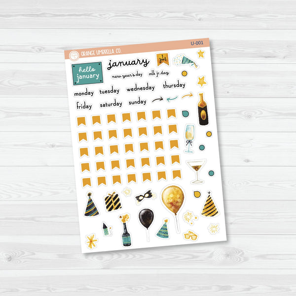 Build Your Own Journal Kit Planner Stickers | January F16 | U-001