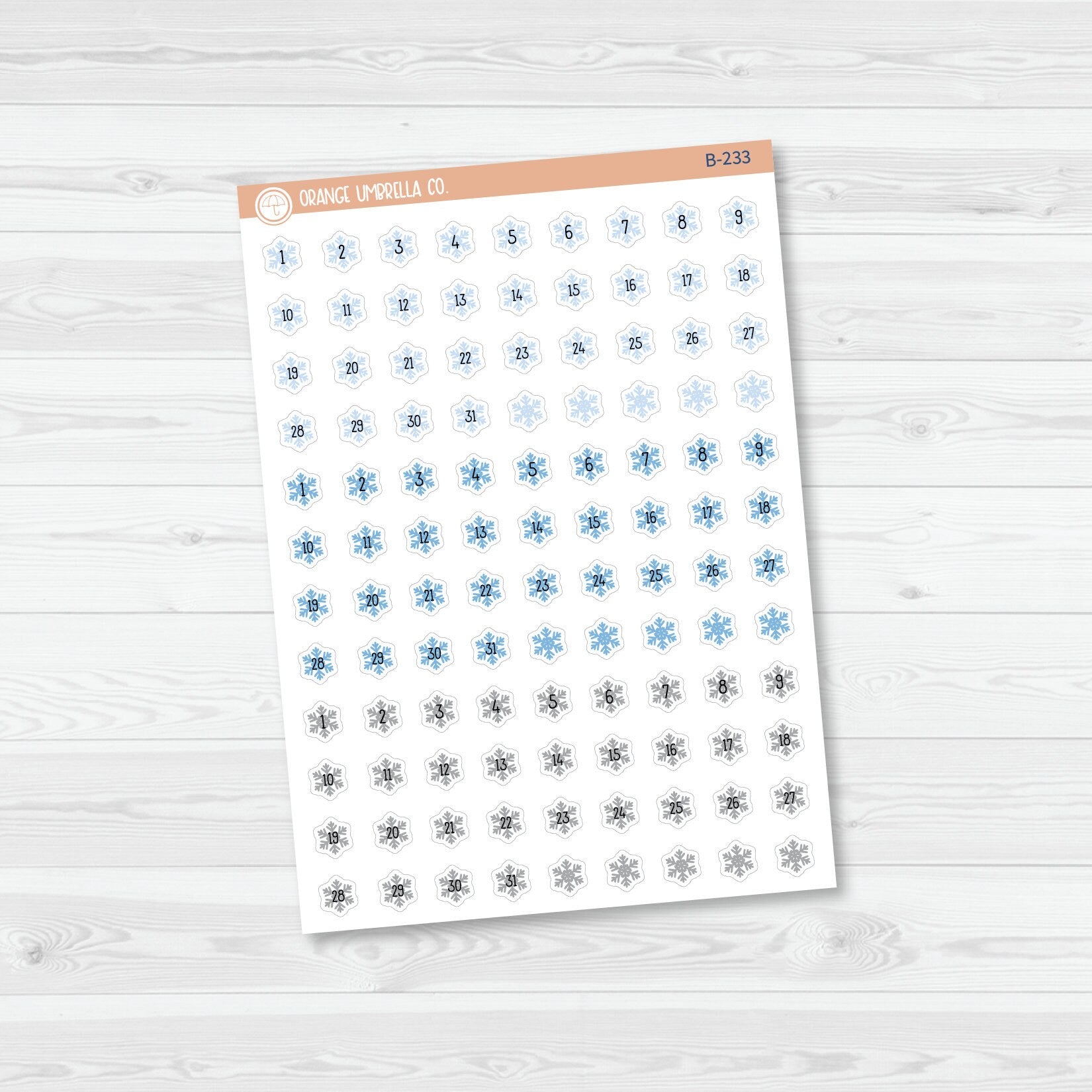 Snowflake Date Dots - 3 Months Planner Stickers | B-233