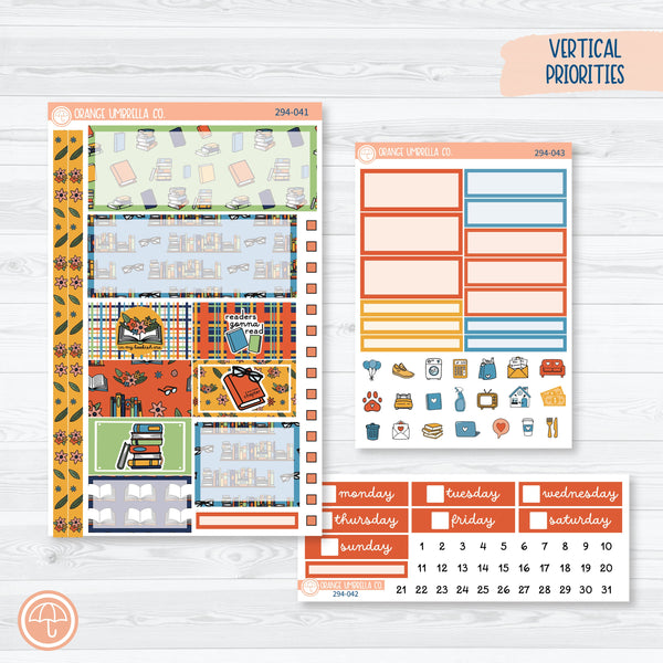 I'm Booked | Reading Plum Vertical Priorities 7x9 Planner Kit Stickers | 294-041