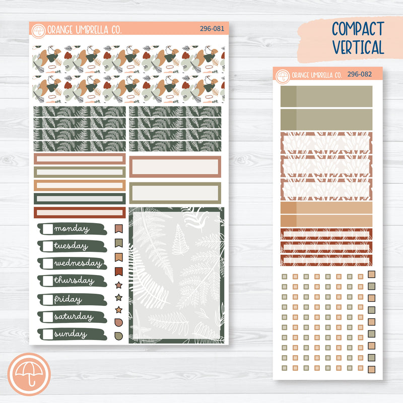 Tranquility | Botanical Compact Vertical Planner Kit Stickers for Erin Condren | 296-081