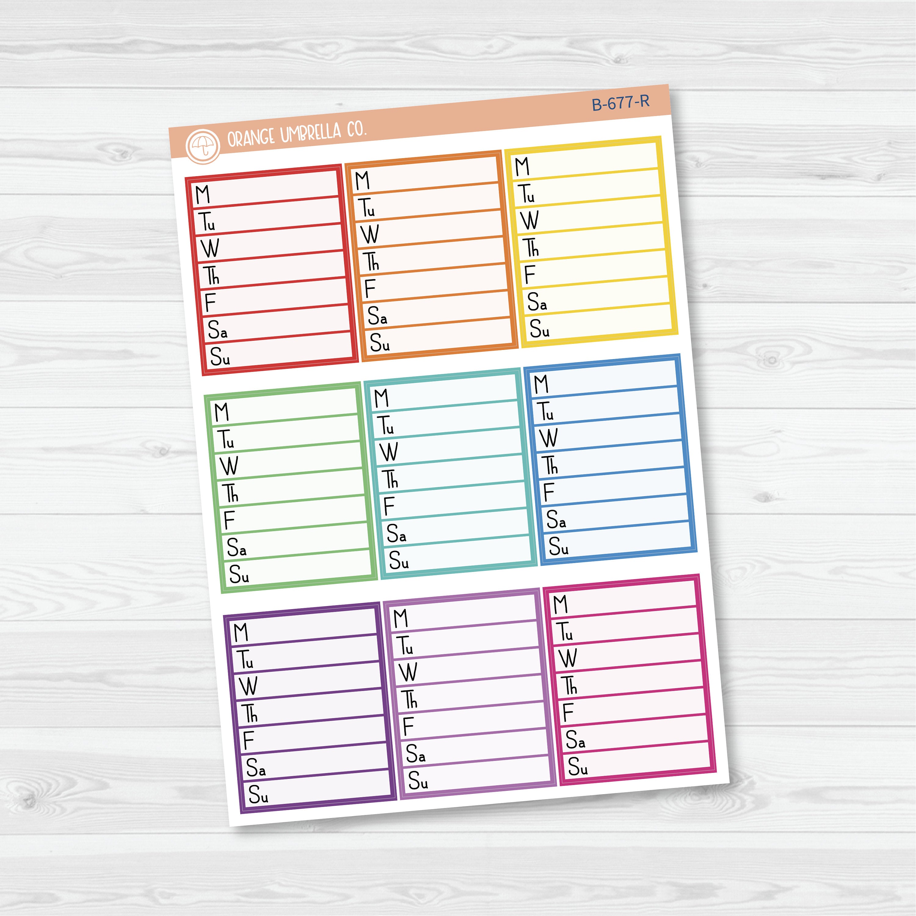 Side Bar Weekly Tracker Planner Stickers | F16 | B-677