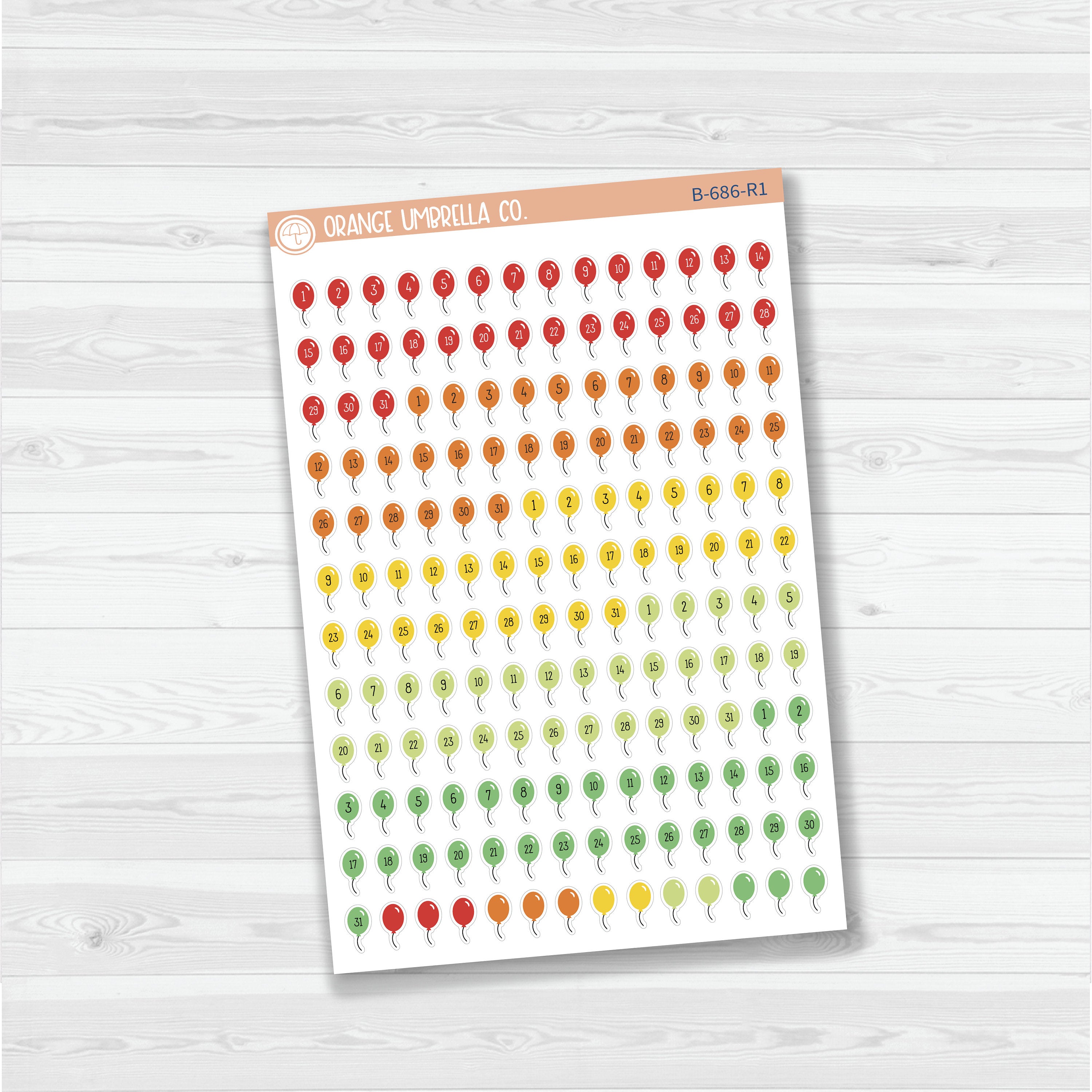 Birthday Balloon Date Dots | 5 Months Planner Stickers | B-686