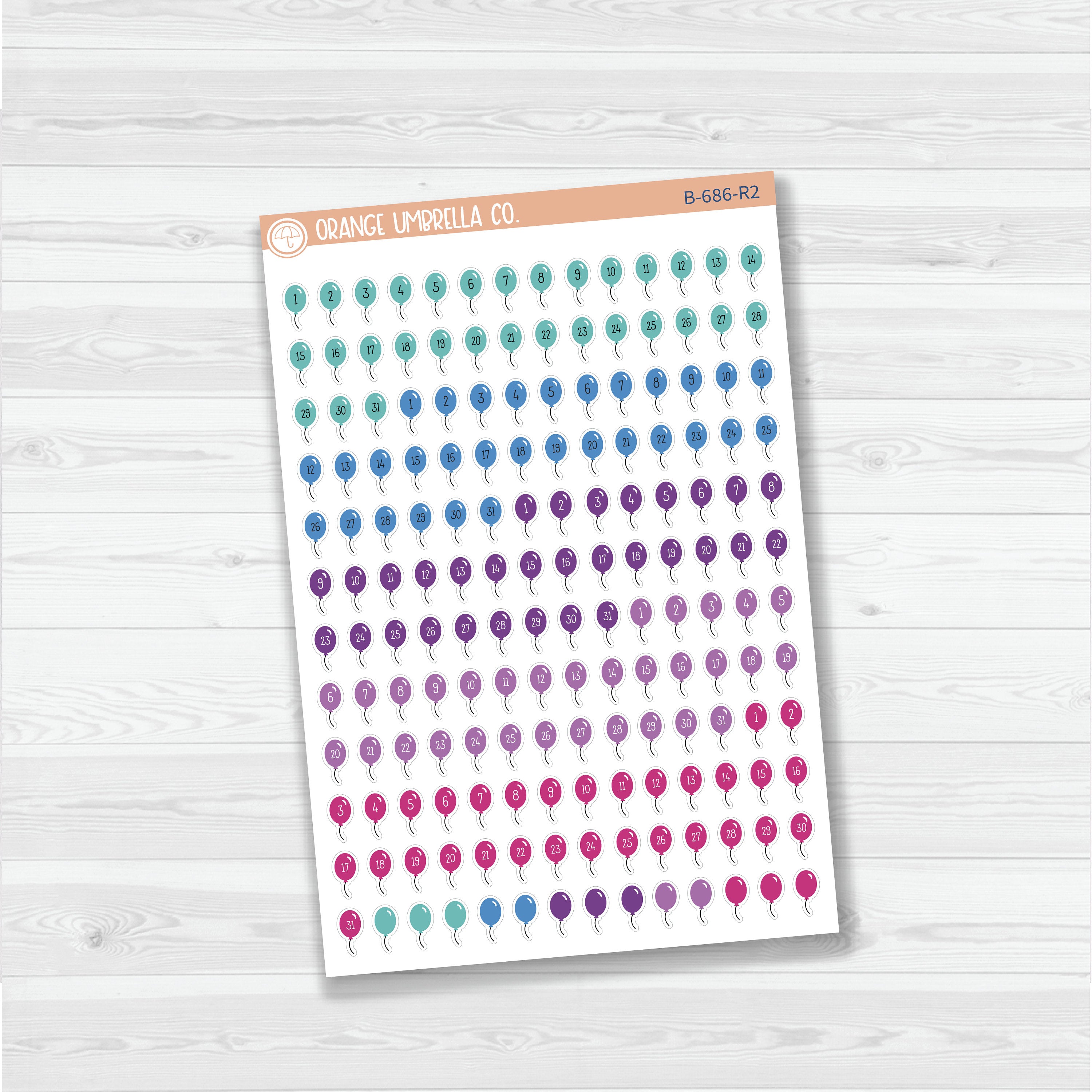 Birthday Balloon Date Dots | 5 Months Planner Stickers | B-686