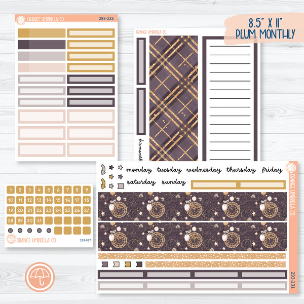 New Year's 8.5x11 Plum Monthly Planner Kit Stickers | 293-231