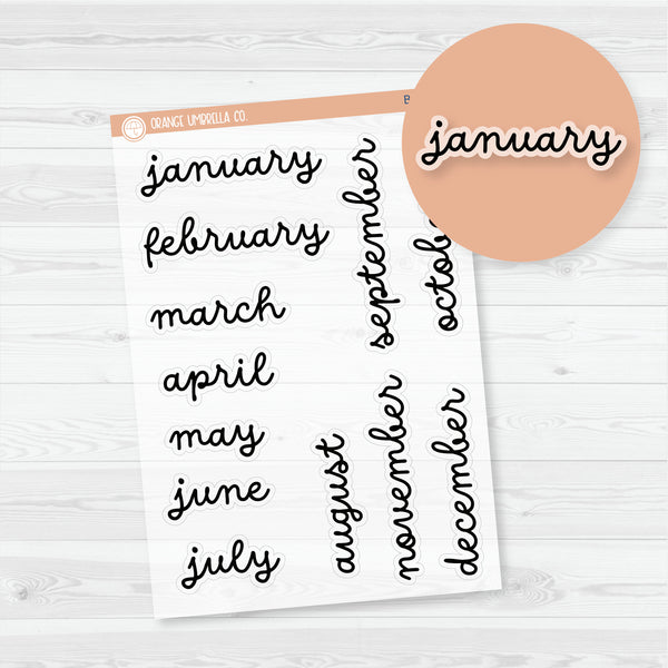 Month Name Planner Stickers - 7x9 Plum Monthly | Clear Matte F16 Script | B-127-BCM