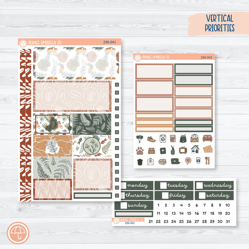 Tranquility | Botanical Plum Vertical Priorities 7x9 Planner Kit Stickers | 296-041