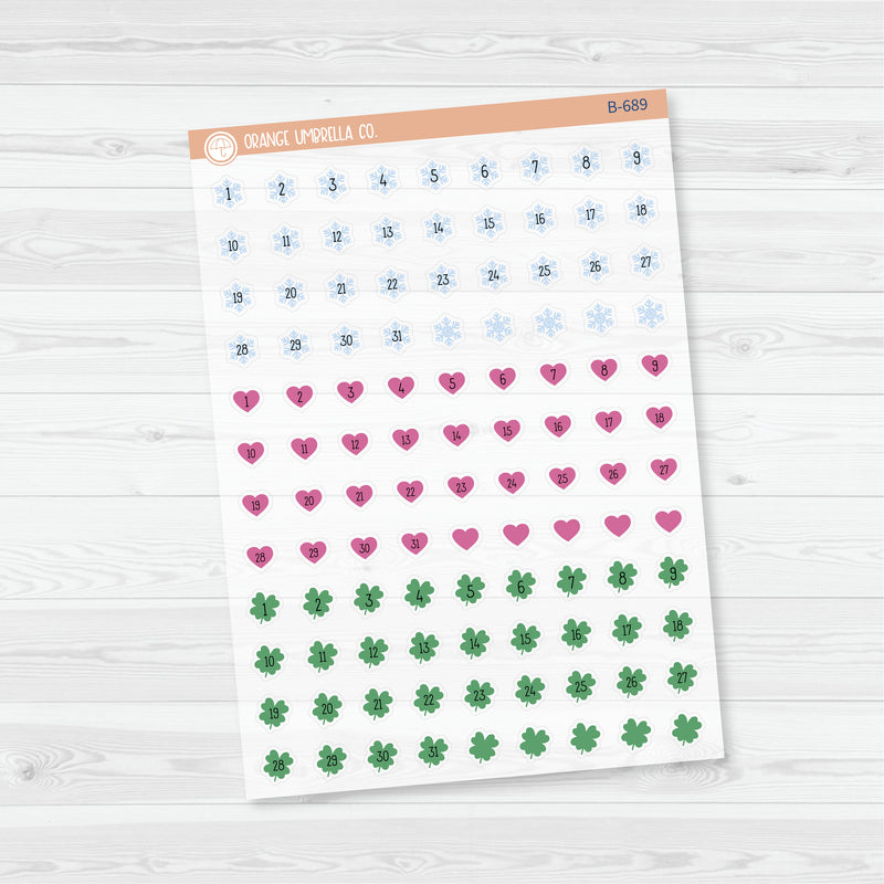 Yearly Themed Date Dots | 3 Months Holiday | Clear Matte Planner Stickers | B-689-692-CM