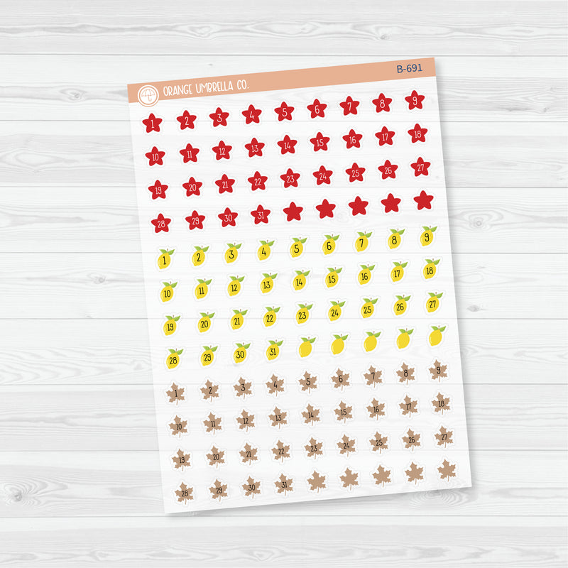 Yearly Themed Date Dots | 3 Months Holiday | Clear Matte Planner Stickers | B-689-692-CM