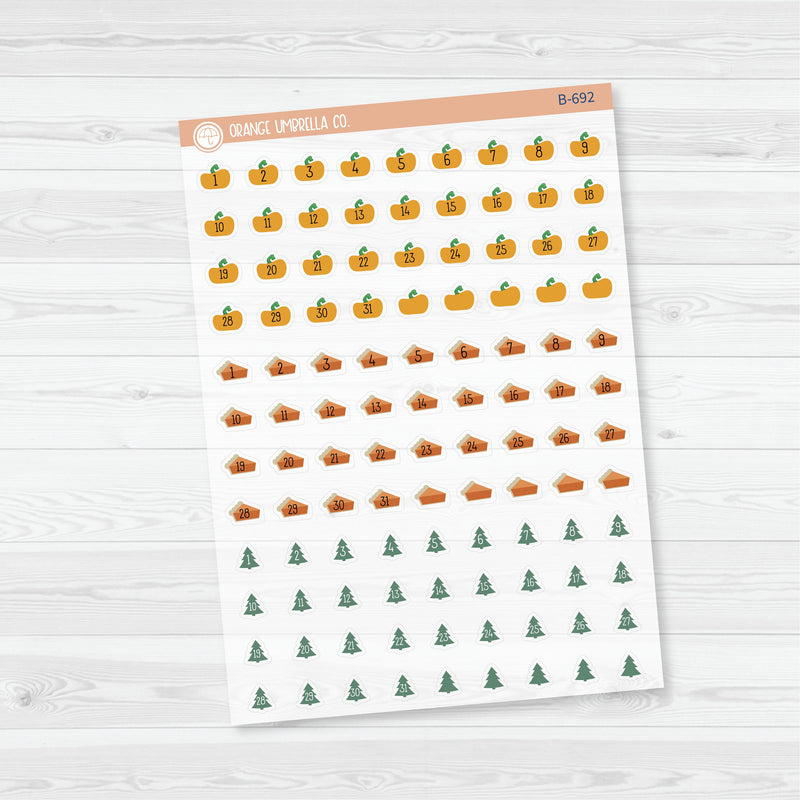 Yearly Themed Date Dots | 3 Months Holiday | Clear Matte Planner Stickers | B-689-692-CM