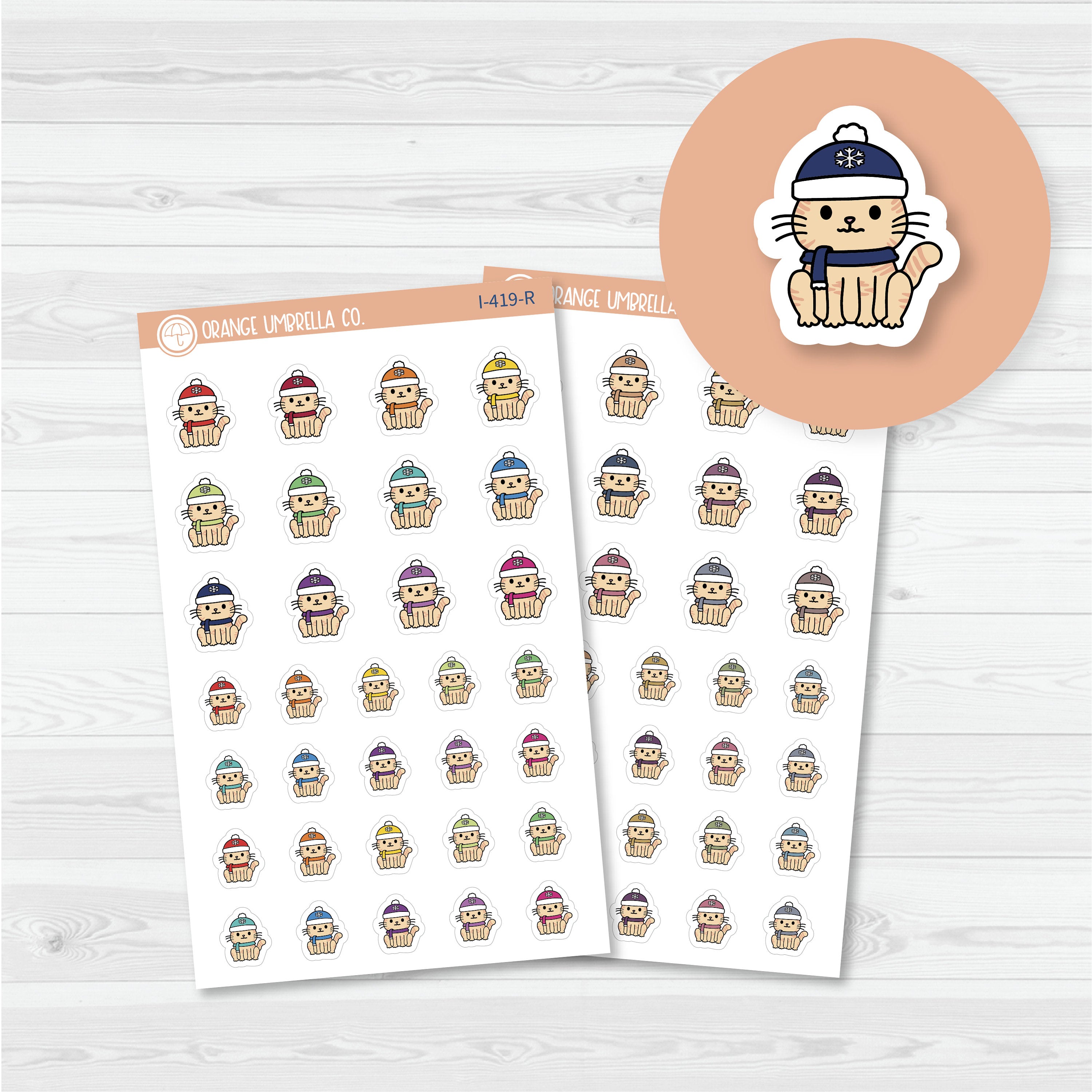Winter Cat Spazz Icon Planner Stickers | I-419