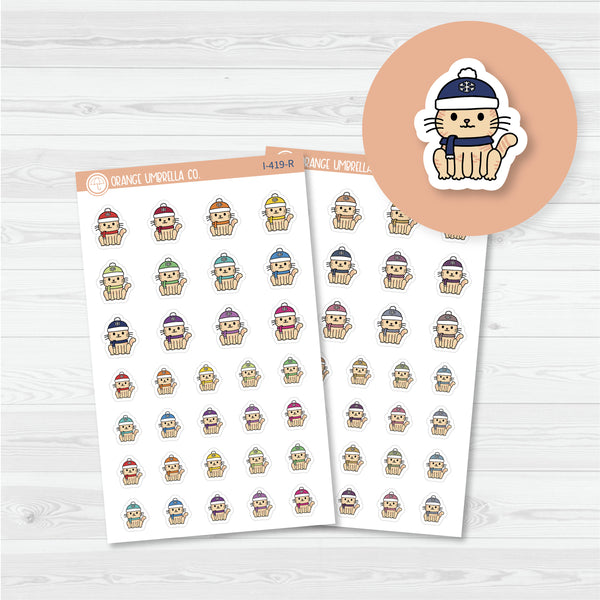 Winter Cat Spazz Icon Planner Stickers | I-419
