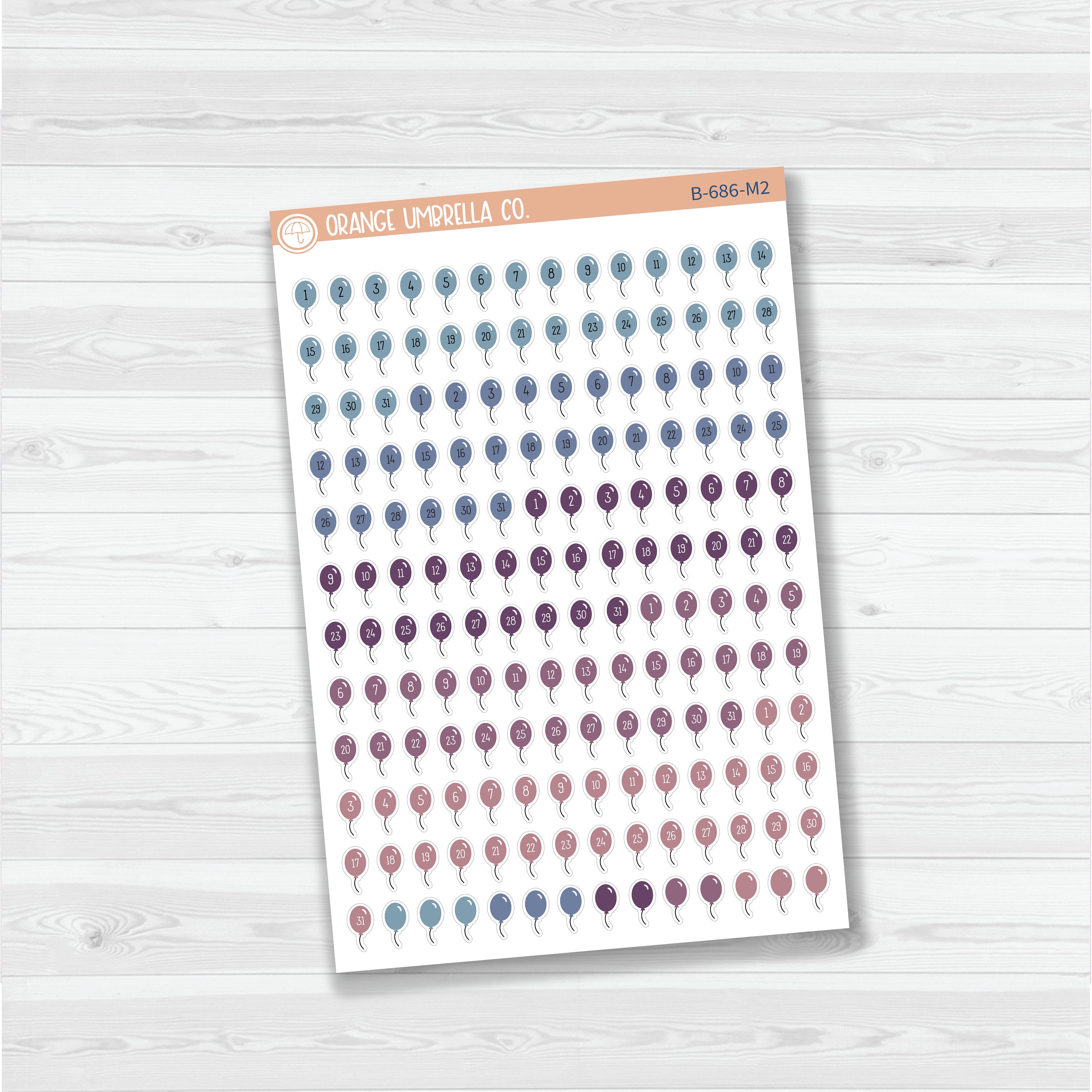 Birthday Balloon Date Dots | 5 Months Planner Stickers | B-686