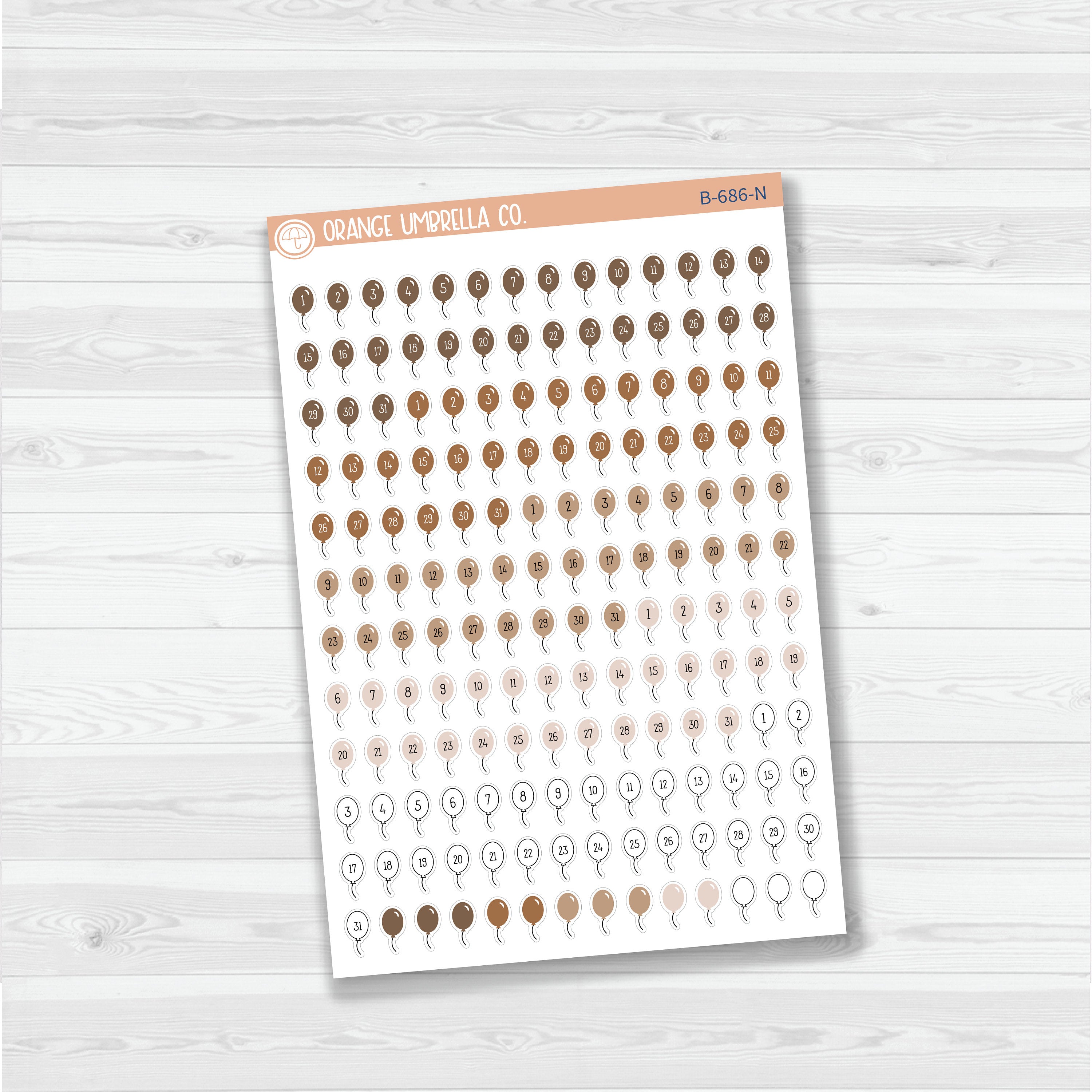 Birthday Balloon Date Dots | 5 Months Planner Stickers | B-686