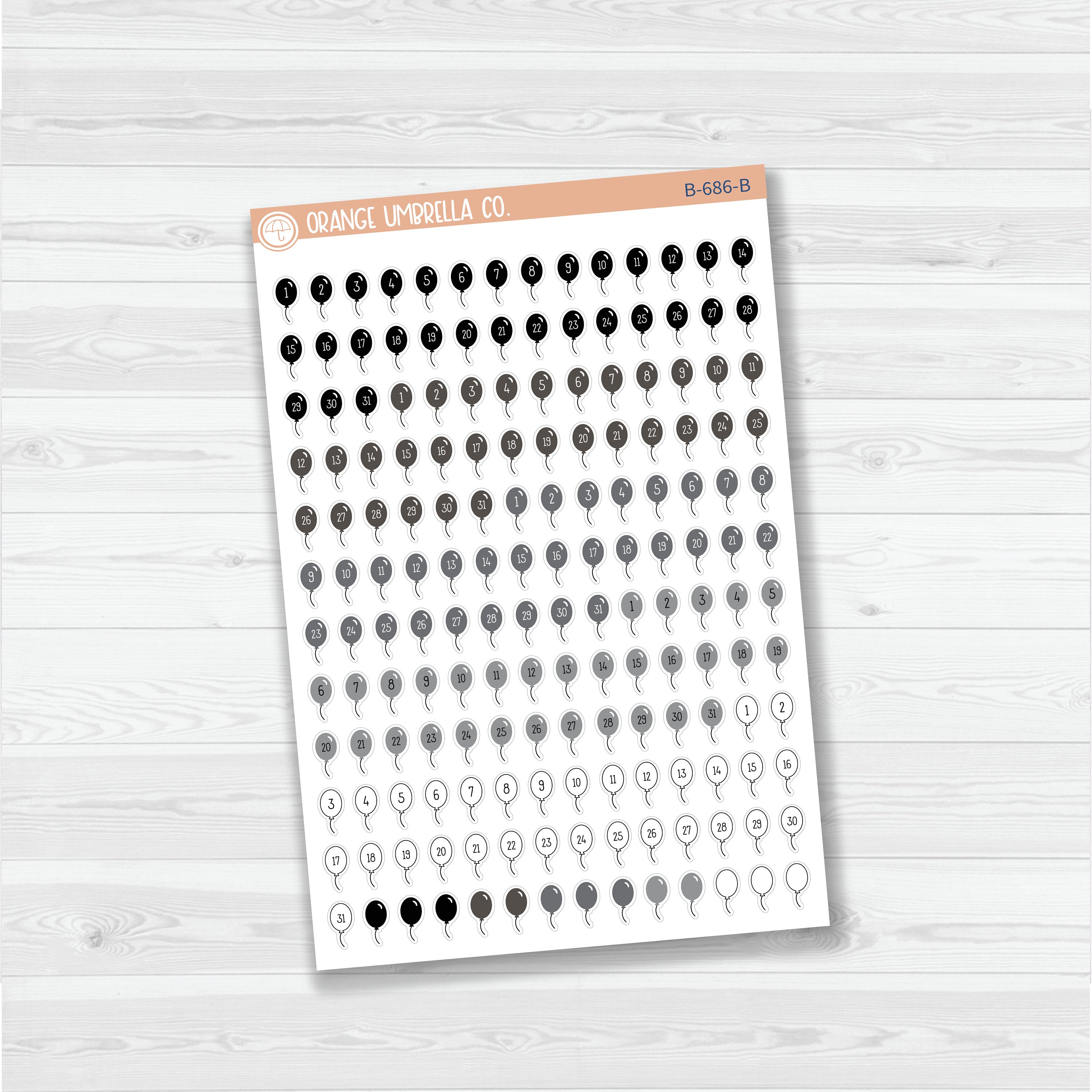 Birthday Balloon Date Dots | 5 Months Planner Stickers | B-686