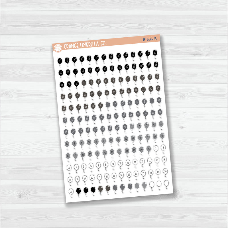 Birthday Balloon Date Dots | 5 Months Planner Stickers | B-686