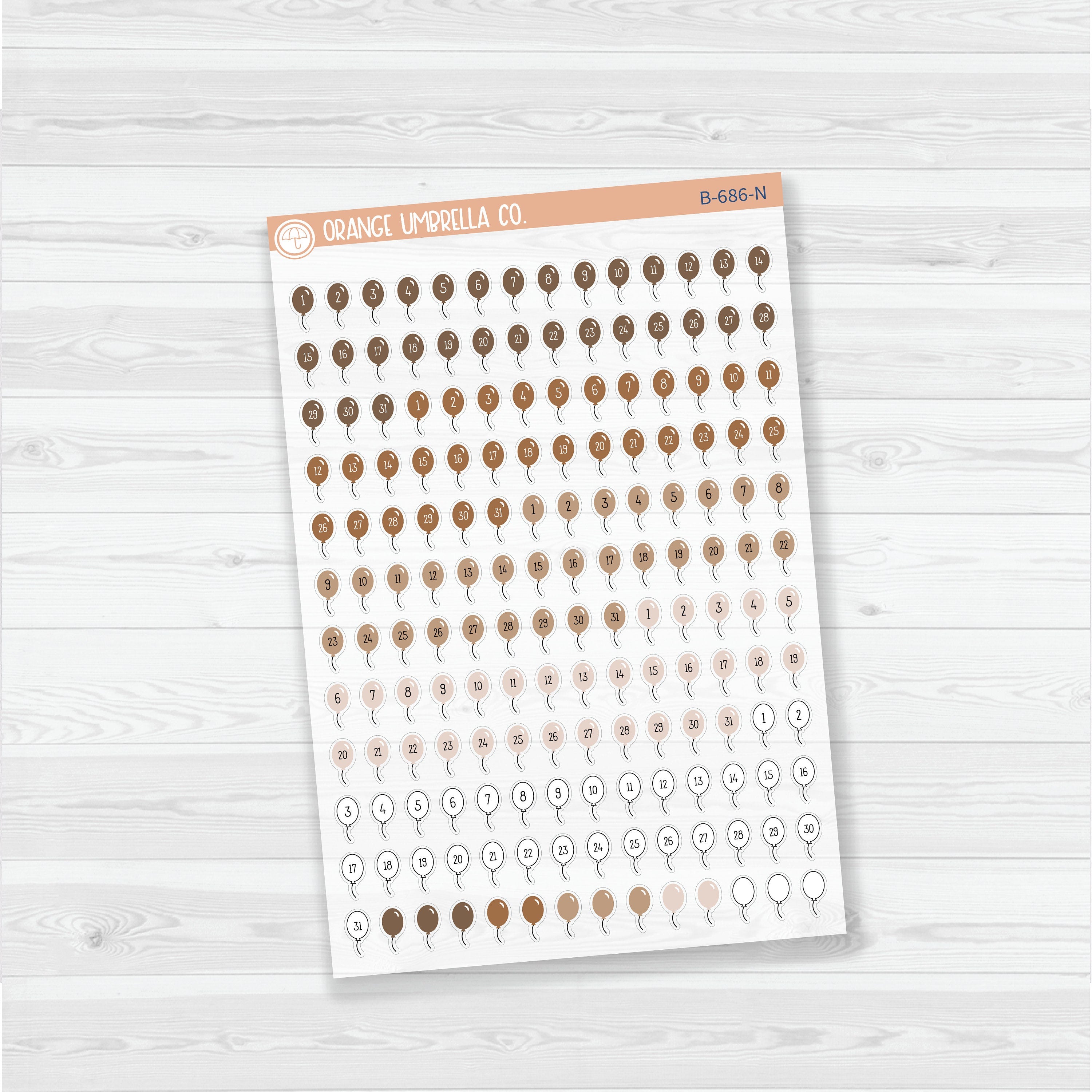 Birthday Balloon Date Dots | Clear Matte | 5 Months Planner Stickers | B-686-CM