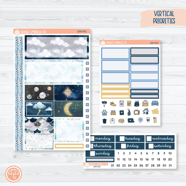 North Star | Winter Sky Plum Vertical Priorities 7x9 Planner Kit Stickers | 299-041