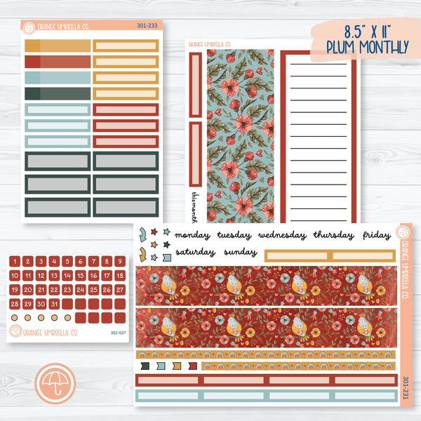 Tweetheart | February 8.5x11 Plum Monthly Planner Kit Stickers | 301-231