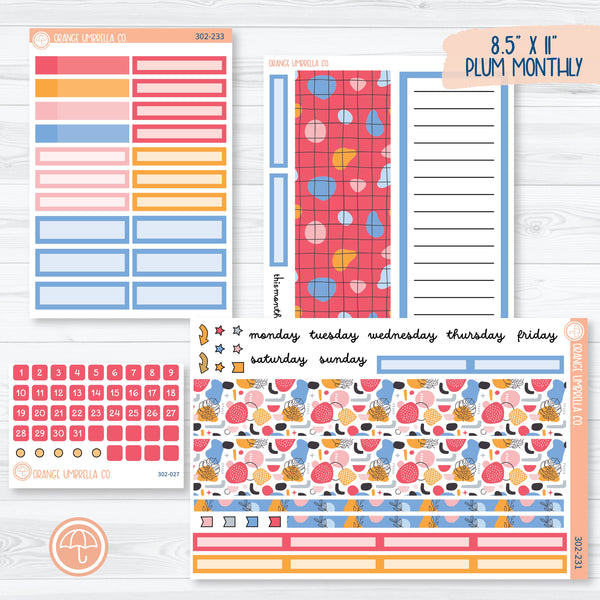 Amalie | Fun Bright 8.5x11 Plum Monthly Planner Kit Stickers | 302-231