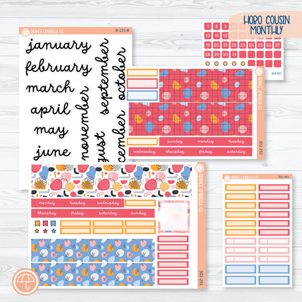 Amalie | Bright Anytime Hobonichi Cousin Monthly Planner Kit Stickers | 302-291