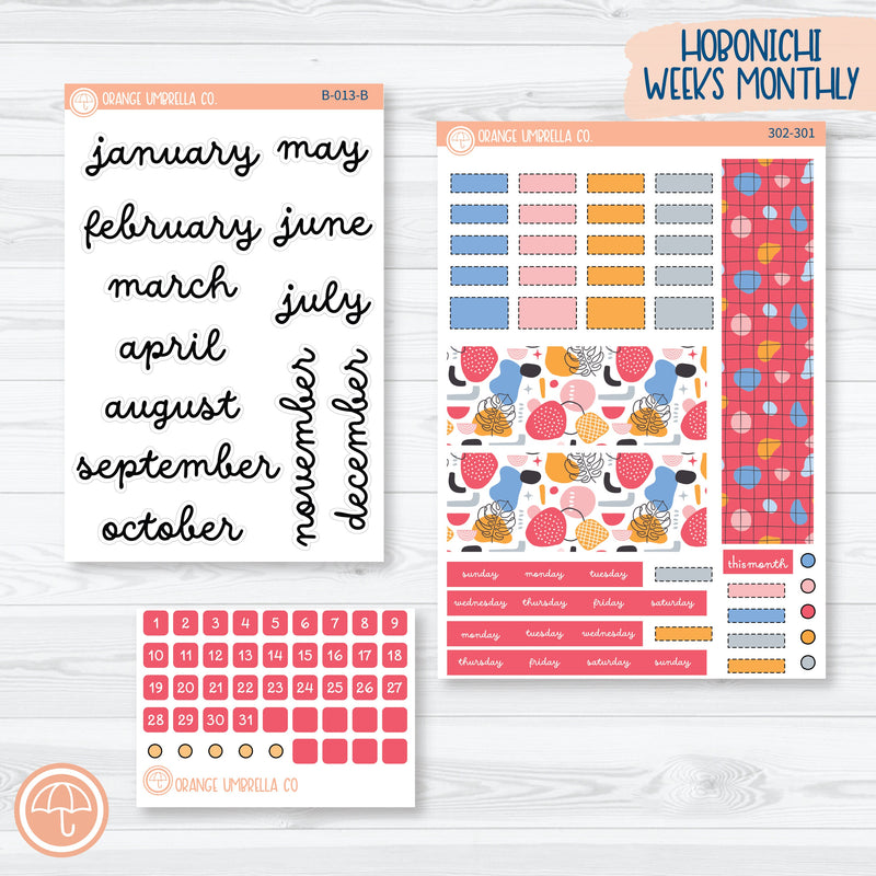 Amalie | Bright Hobonichi Weeks Monthly Planner Kit Stickers | 302-301