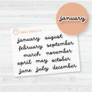 Month Name Planner Stickers - A5 Plum | Clear Matte | F16 Script | B-008-BCM