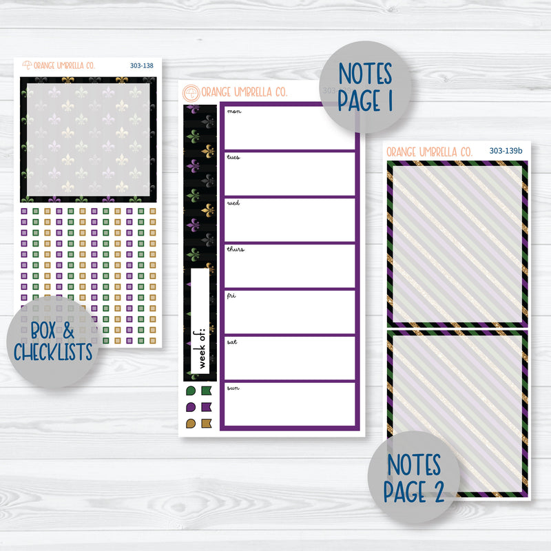 Party Gras | Mardi Gras 7x9 Daily Duo Planner Kit Stickers | 303-131