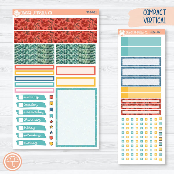 Hopeful | Rainbow Floral Compact Vertical Planner Kit Stickers for Erin Condren | 305-081