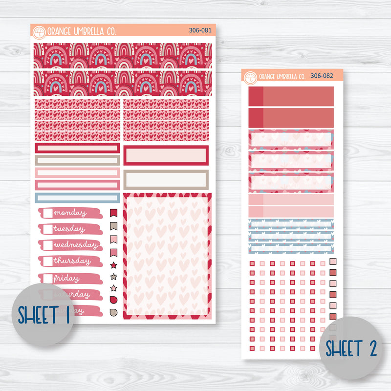 Lovestruck | Valentine's Day Compact Vertical Planner Kit Stickers for Erin Condren | 306-081