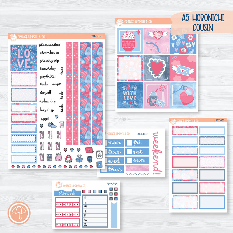 Flirty | Valentine's Day Hobonichi Cousin Planner Kit Stickers | 307-051